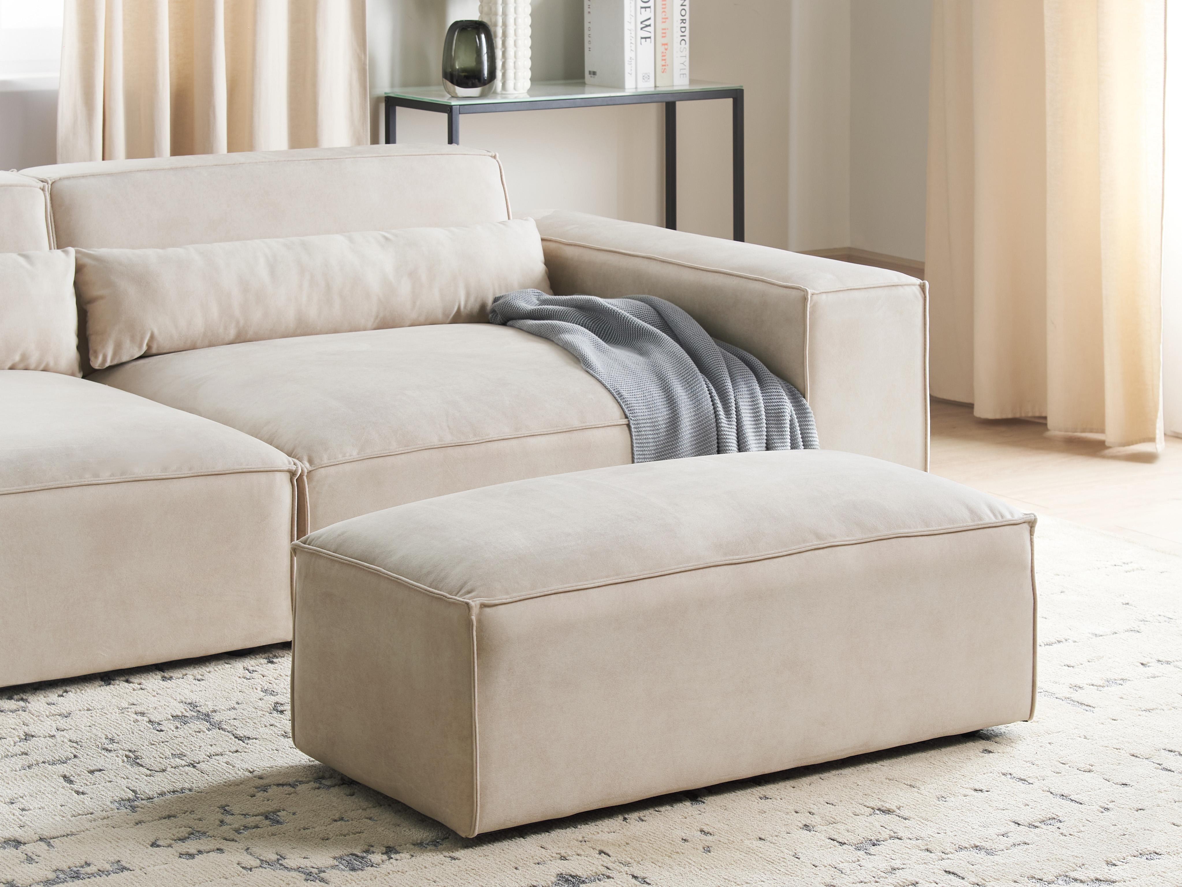 Ottomaan HELLNAR Fluweel Lichtbeige