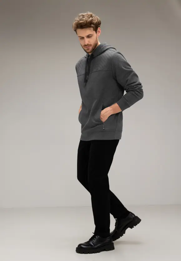 Pullover im Strukturmix - anthra grey melange