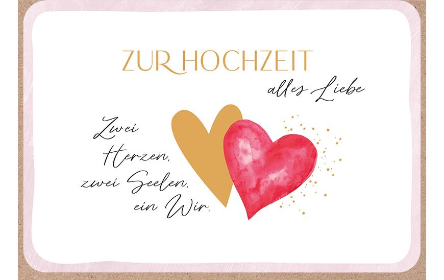 Hochzeitskarte Zwei Herzen B6Glückwunschkarte zur Hochzeit