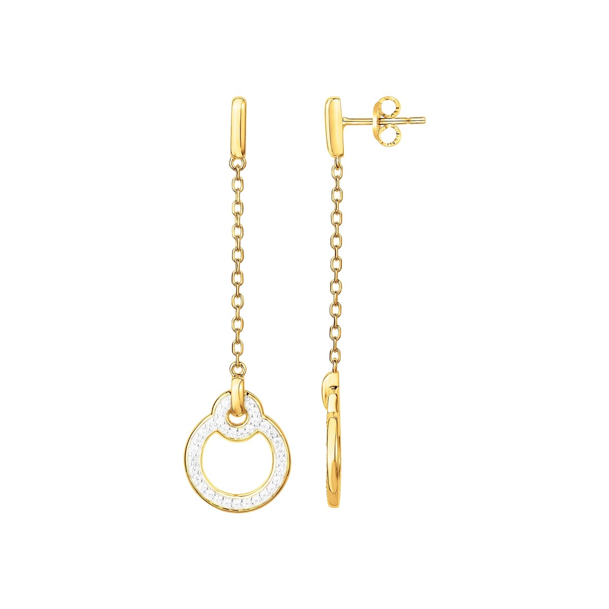 Boucles d'oreilles pendantes en Plaqué Or avec oxyde de zirconium blanc