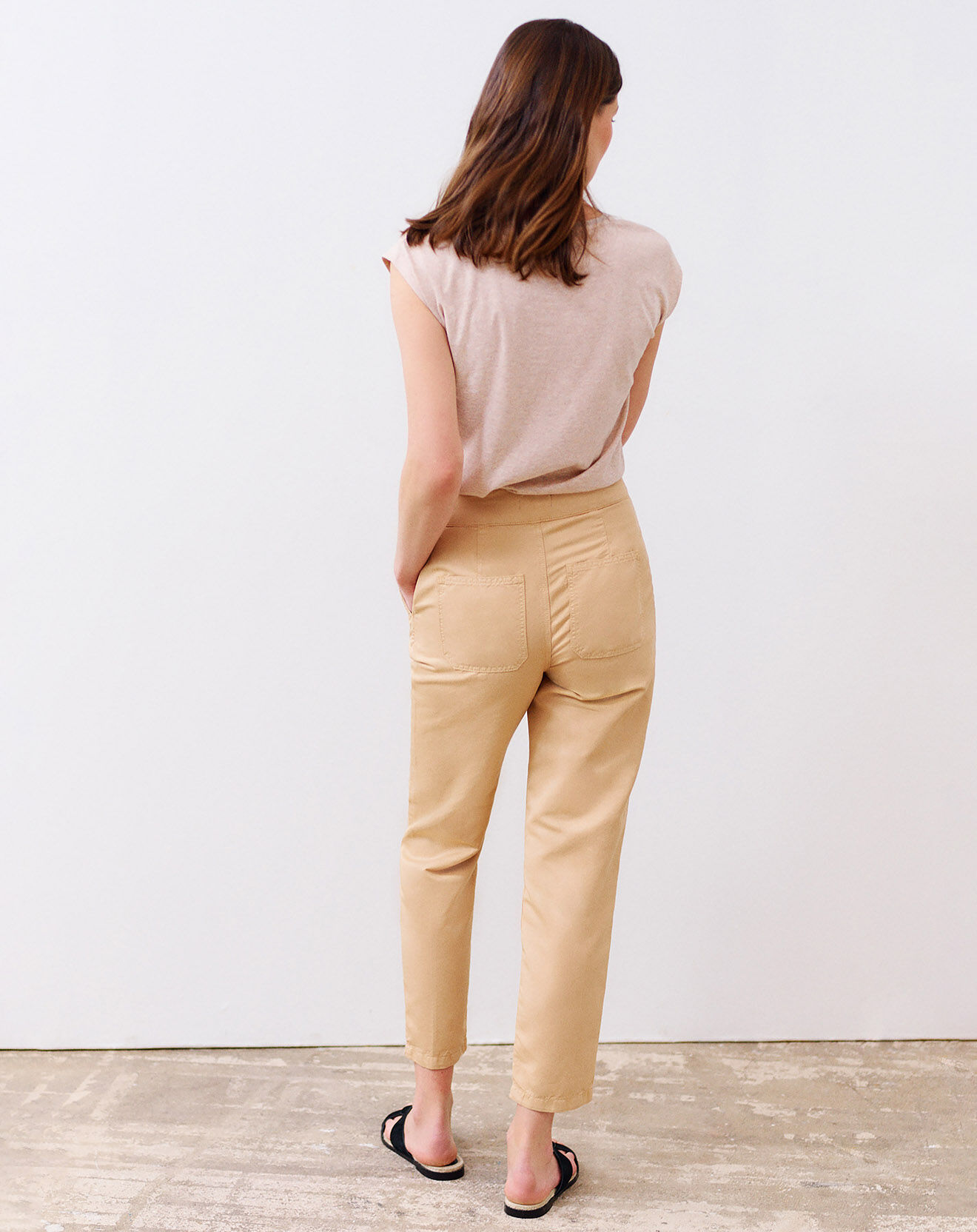Caroll Pantalon souple droit en Lin & Coton Anton nougat