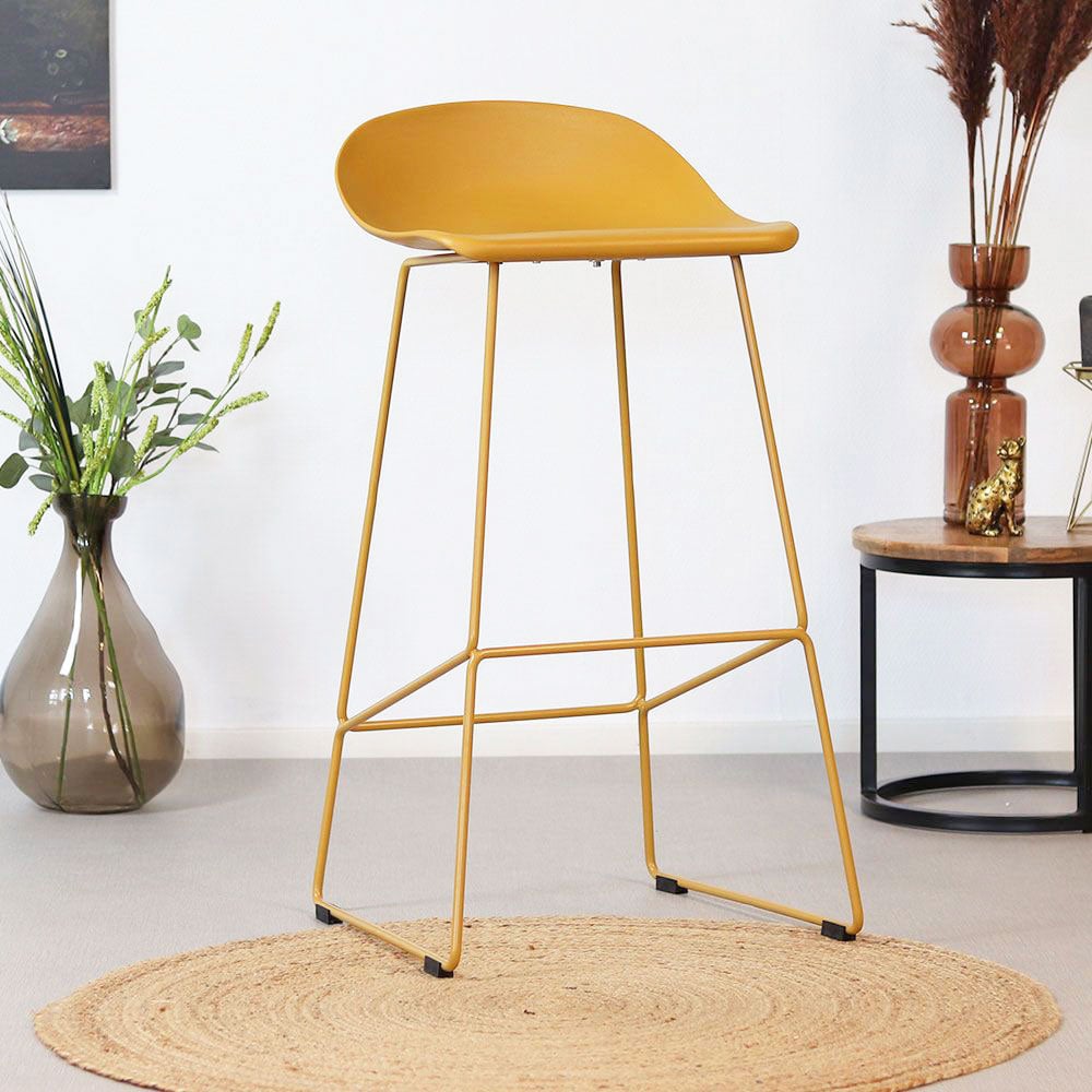 Livin24 Barkruk Ellen geel Scandinavisch design 76 cm