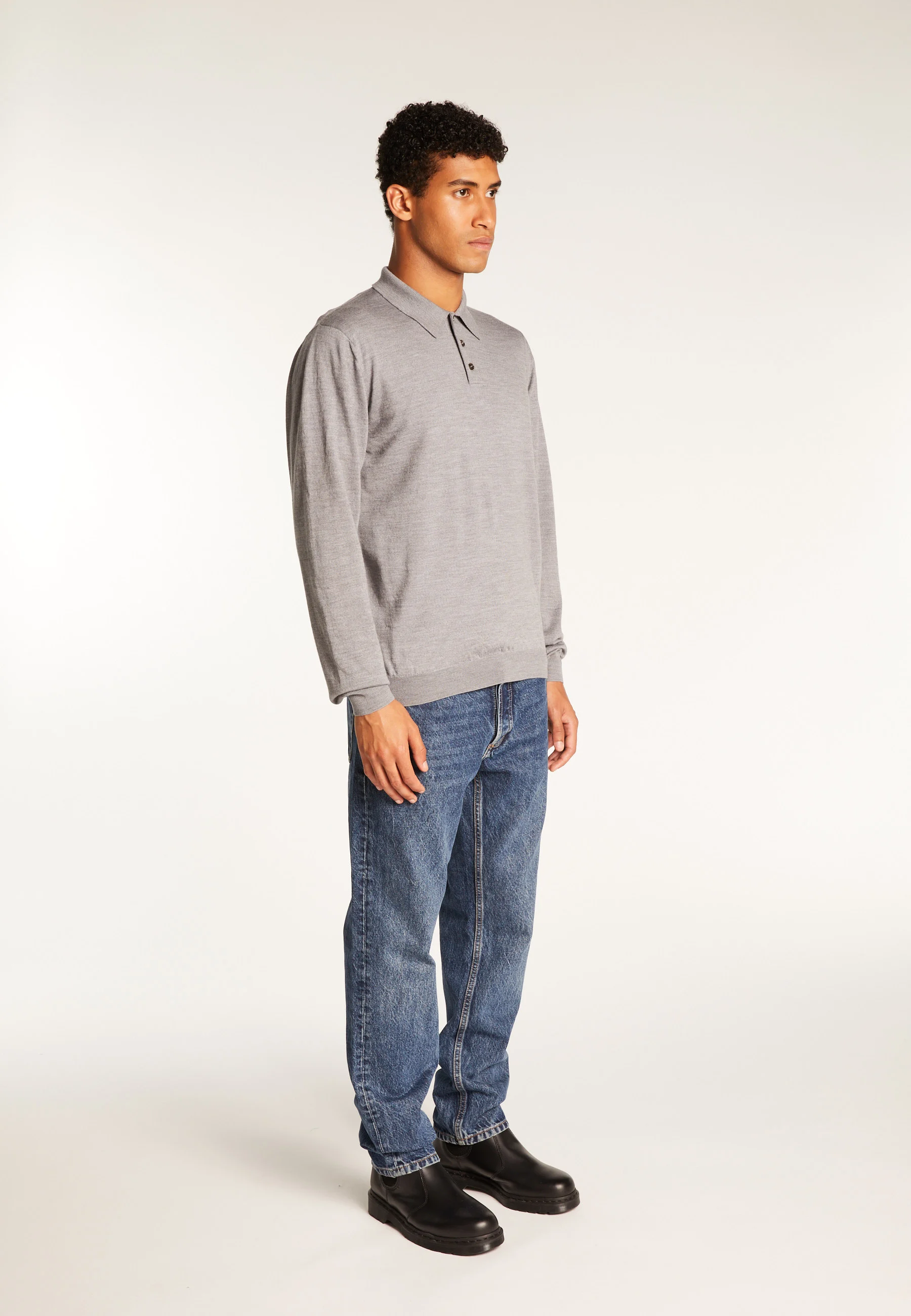 ENIAH24 - Pull col polo en laine mérinos | Gris