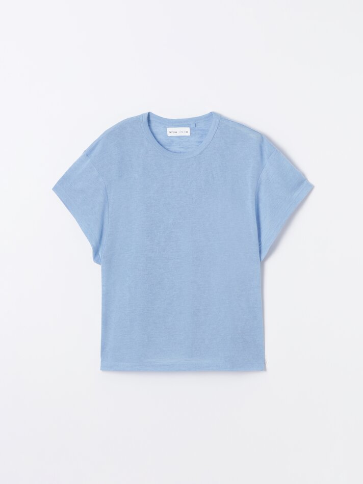 Camiseta com efeito linho - Azul claro