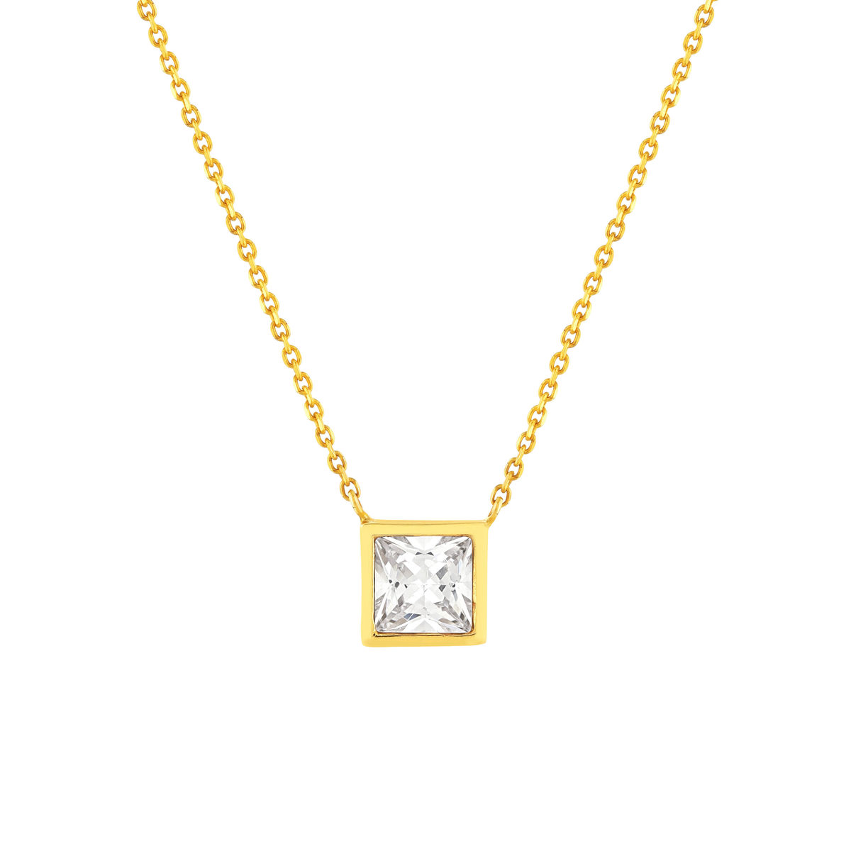 Collier or 375 jaune zirconias blancs 45 cm