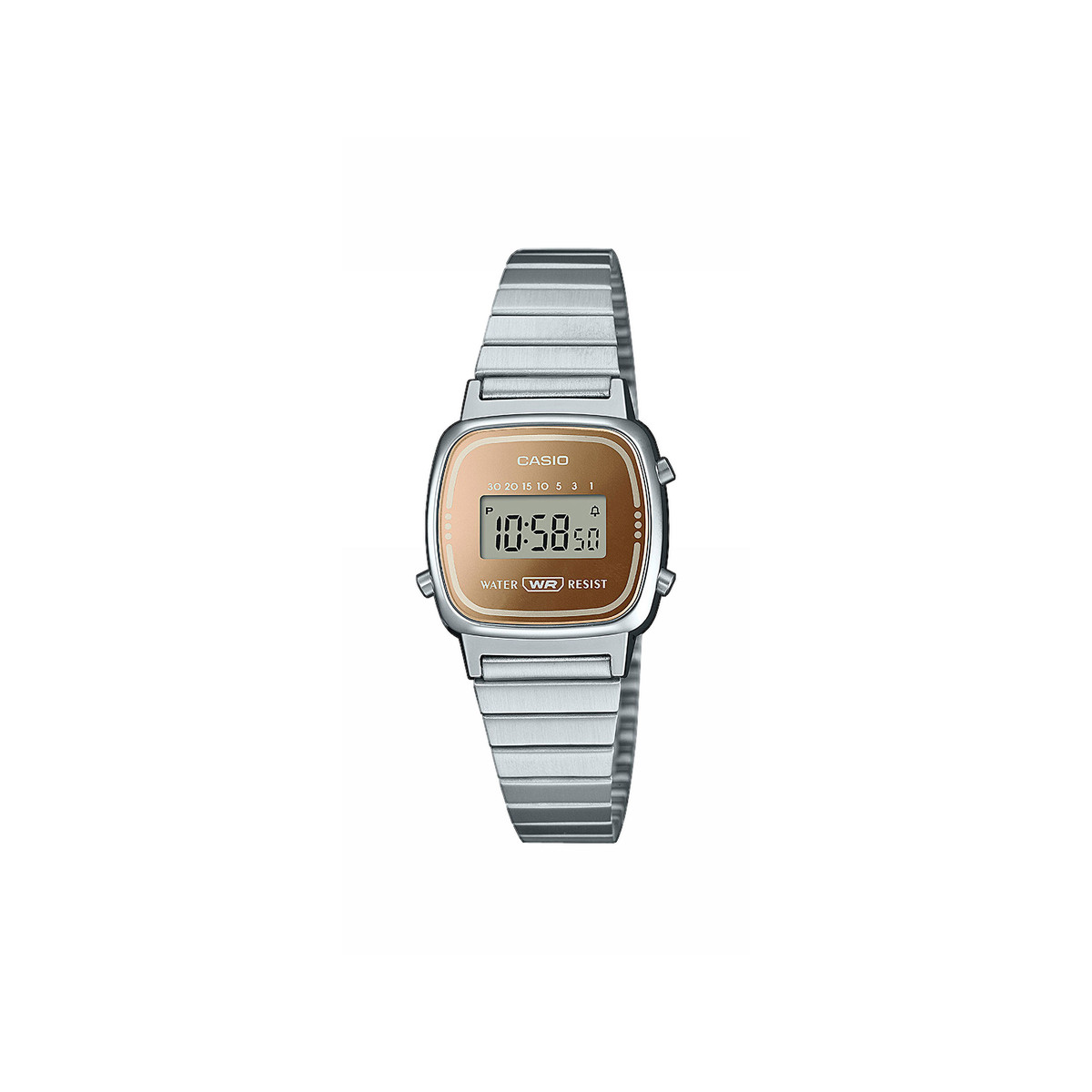 Montre CASIO vintage mini femme résine bracelet acier argent