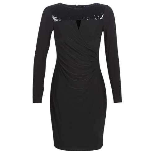 Lauren Ralph Lauren - SEQUINED YOKE JERSEY DRESS Negro