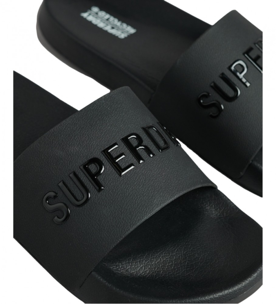 Chinelo de piscina Superdry Code com logo, preto.