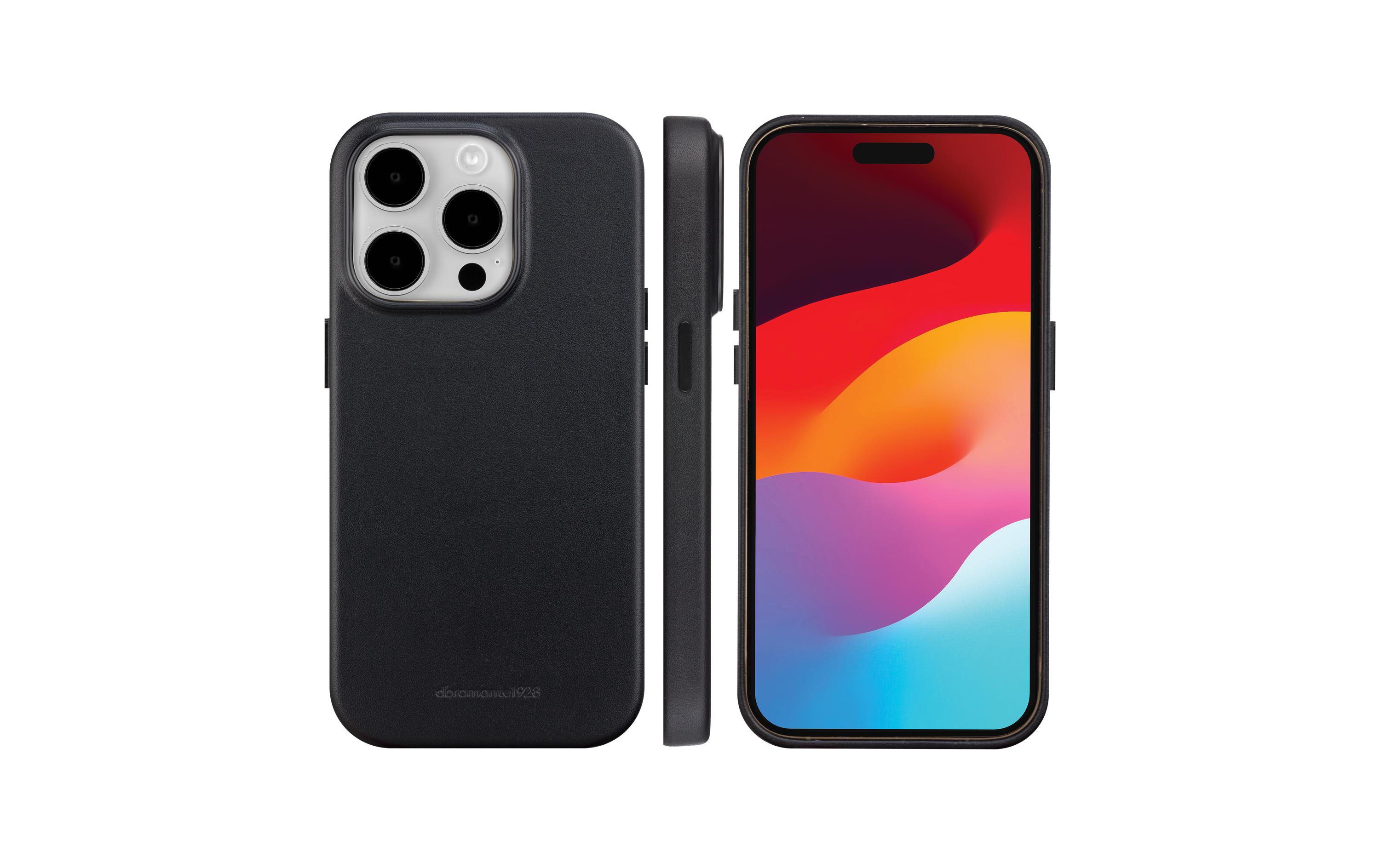 Book Cover Roskilde iPhone 15 Pro Max SchwarzSchutzhülle aus Leder mit MagSafe-Funktion für das Apple iPhone 15 Pro Max