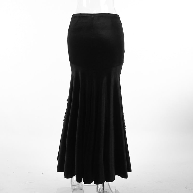 meadowdrop - Maxi-rok met bloemenaccent van fluweel