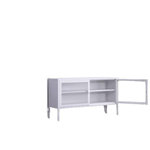 Coemo Sideboard weiß Tokio 115x35x64cm Metall Glastüren