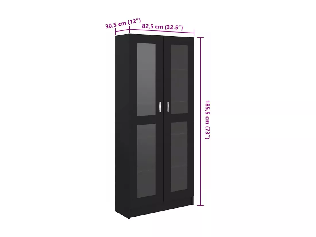 Armoire à vitrine Noir 82,5x30,5x185,5 cm Bois d’ingénierie