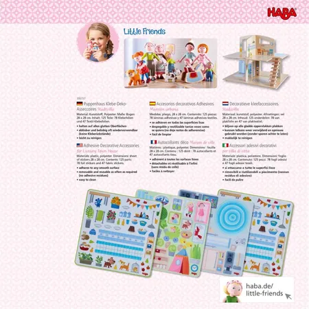 HABA 306157 Little Friends Puppenhaus Klebe-Deko-Accessoires Stadtvilla