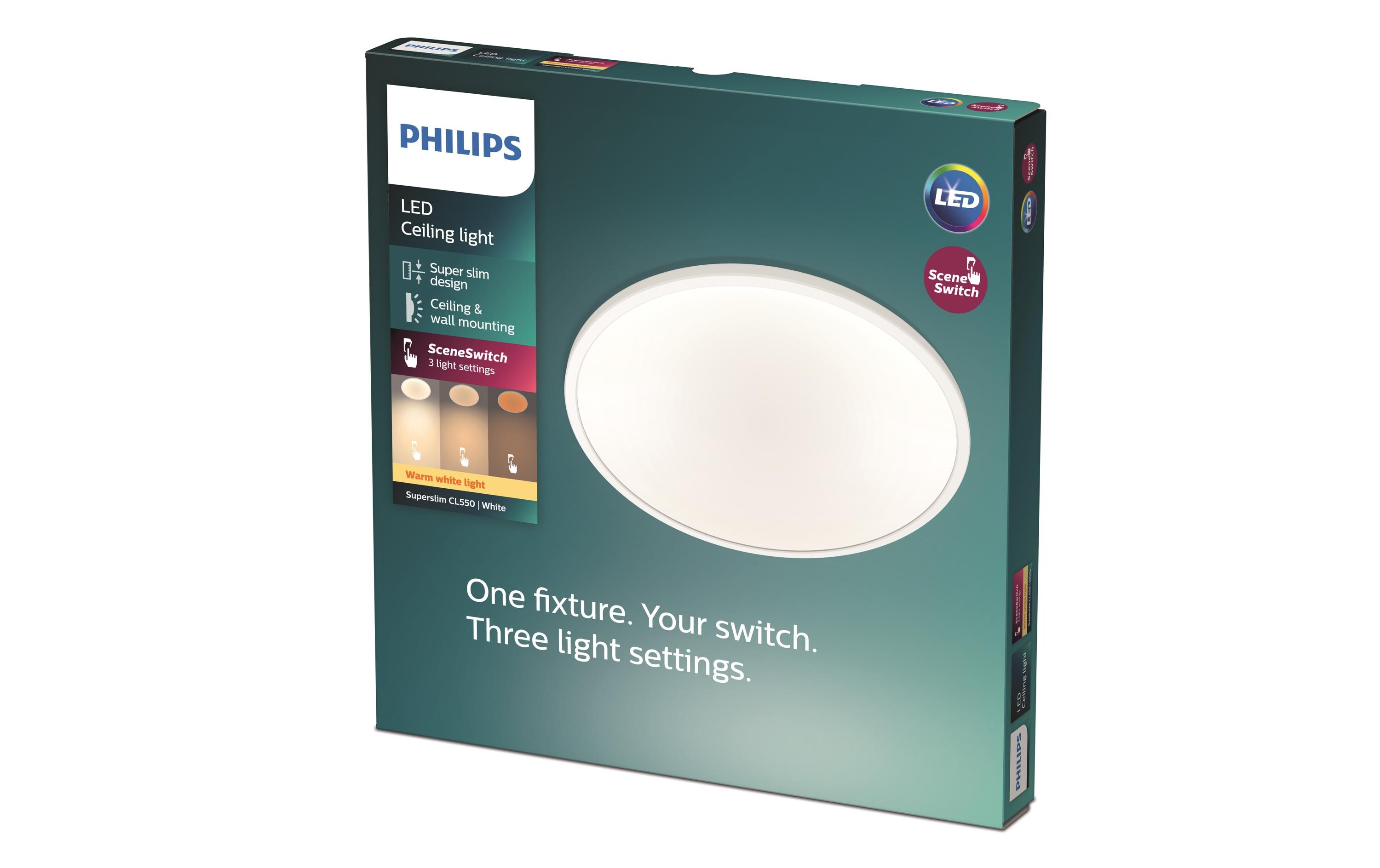 Deckenleuchte LED SceneSwitch CL550 1300 lm 2700K, Weiss3-in-1 LED Leuchte zur Deckenmontage