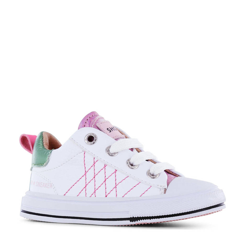 Shoesme leren sneakers wit/roze