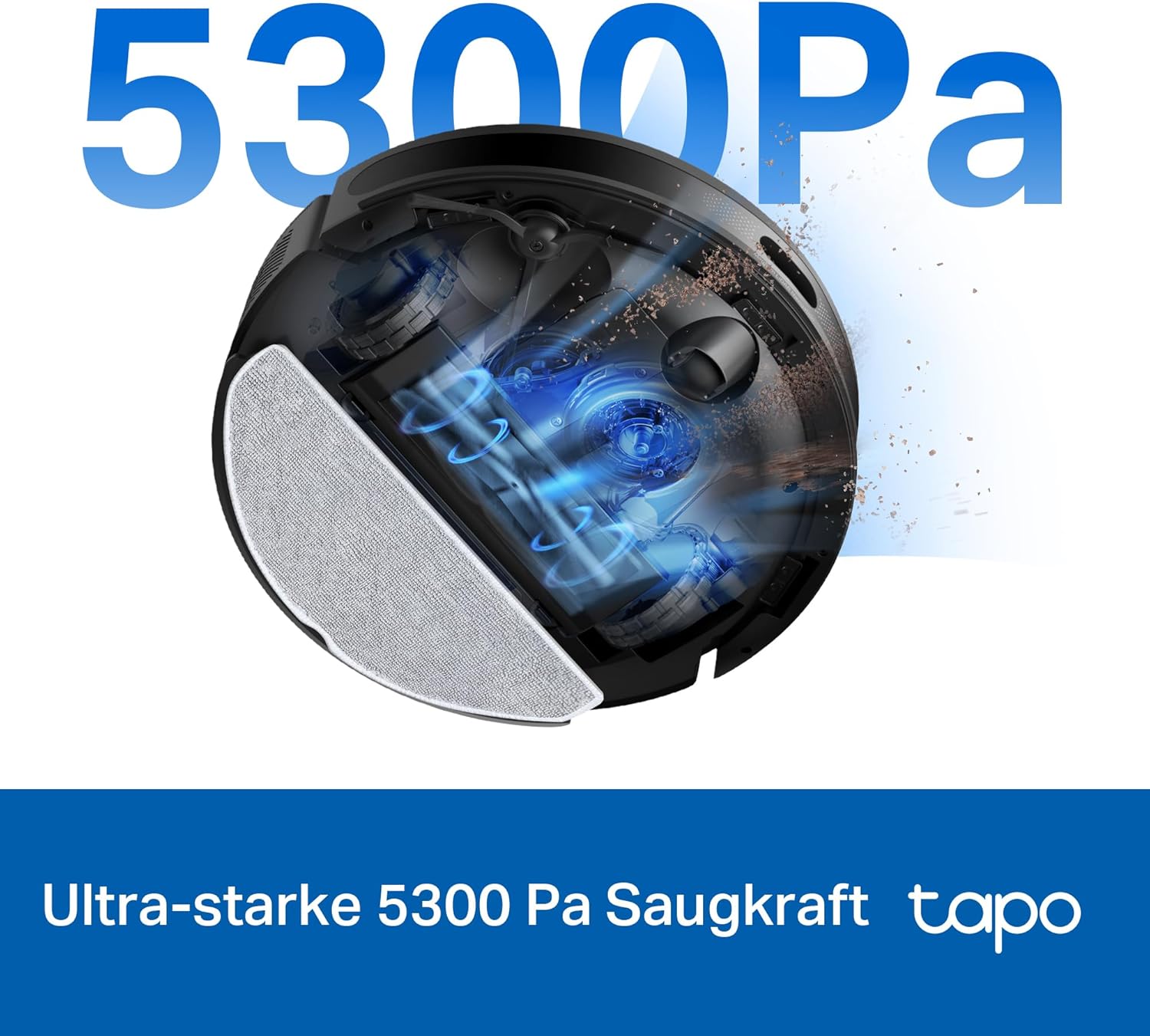 Tapo RV20 Max Plus Saugroboter mit Wischfunktion und automatischer Absaugstation, 5300Pa Ultra-Starke Saugkraft, 83 mm Ultra-schlank, kompatibel mit Alexa & Google Assistant Sprachsteuerung, App