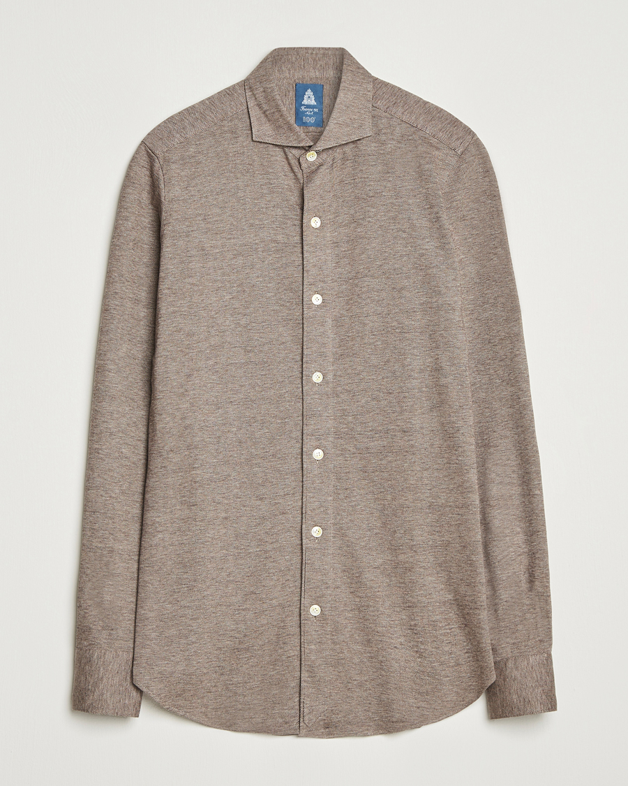 Finamore Napoli Cotton/Cashmere Jersey Polo Beige