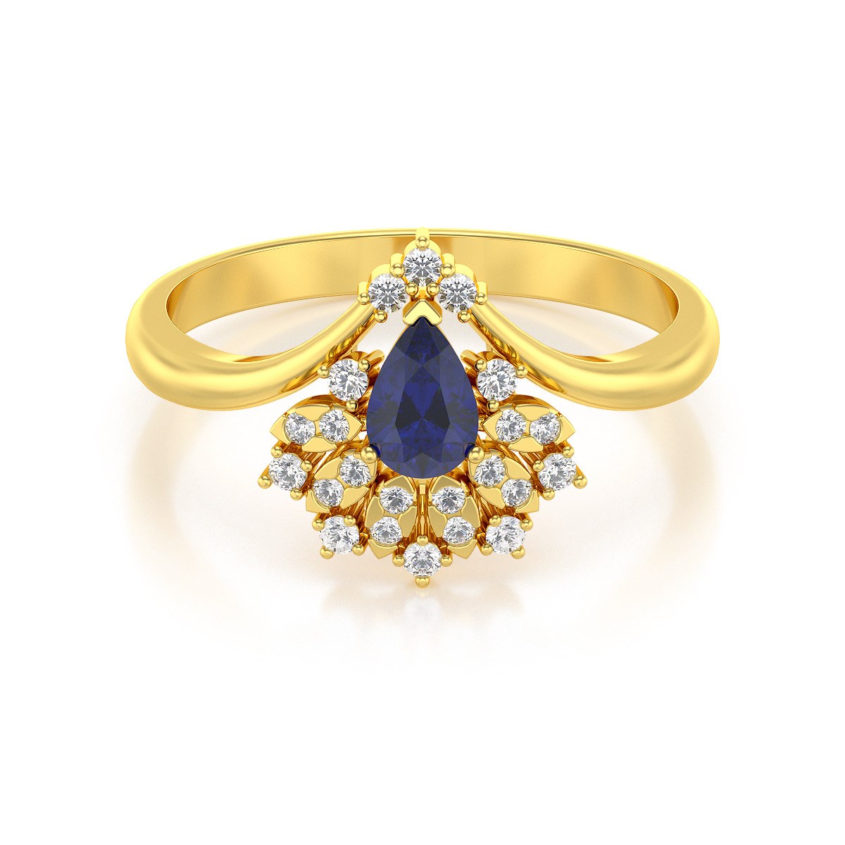 Bague ADEN Or 585 Jaune Saphir et diamants 3.6grs
