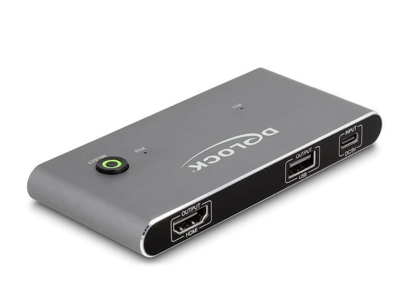 Delock KVM Switch USB-C zu HDMI 8K 60 Hz mit USB 2.0 Delock USB-C KVM Switch zu HDMI 8K 60 Hz mit USB 2.0