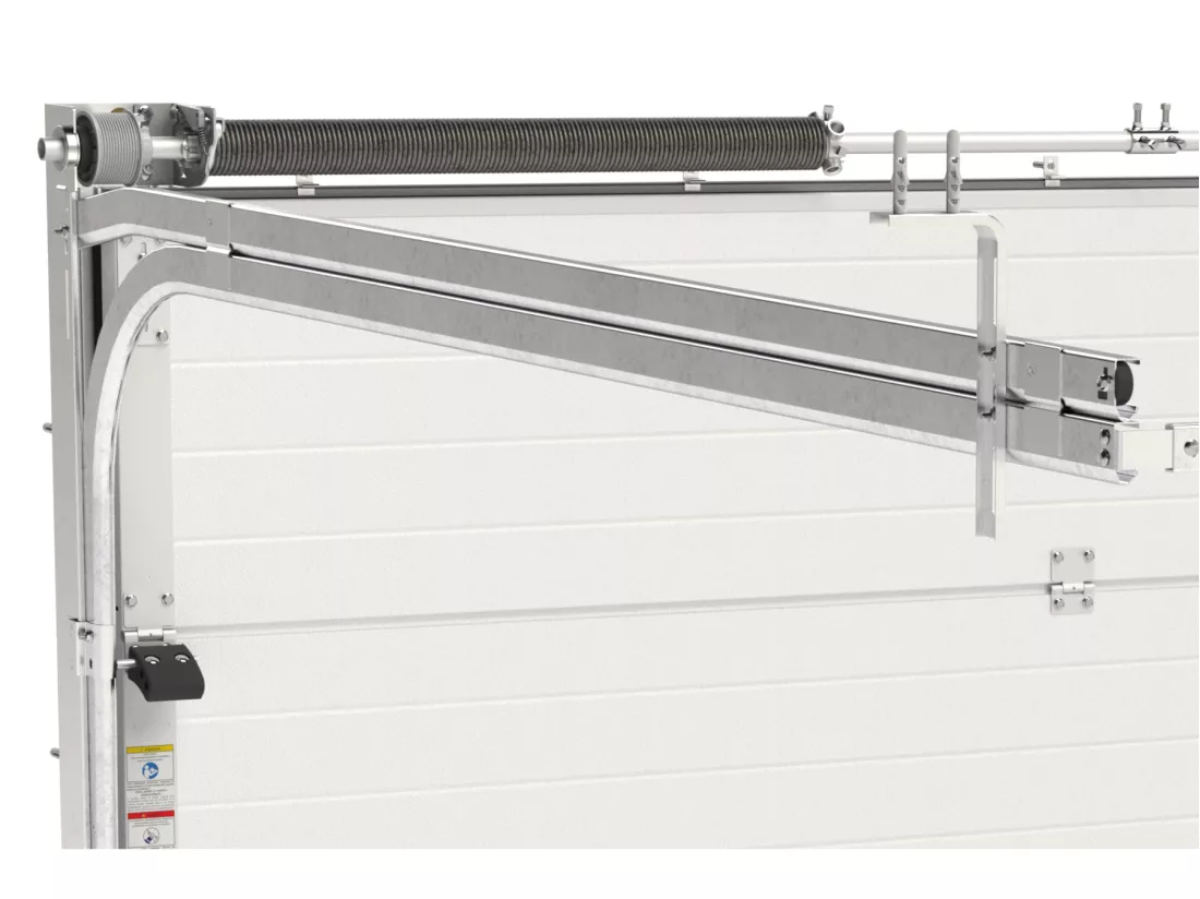 Porte de garage sectionnelle effet rainuré portillon central anthracite motorisée L254 x H213 cm - NORIA