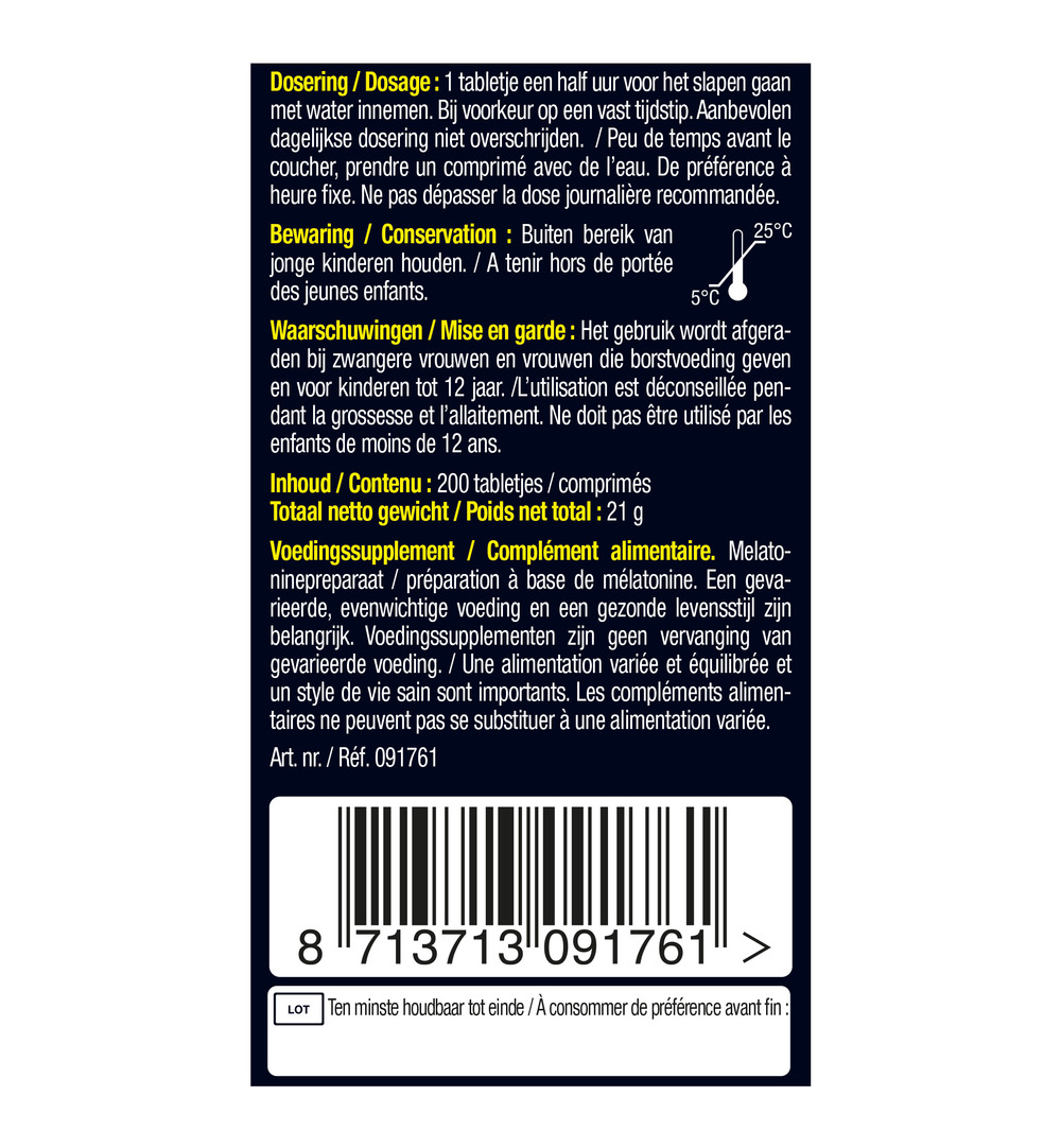 Lucovitaal Melatonine Puur 299mcg Time Released (200 tabletten)