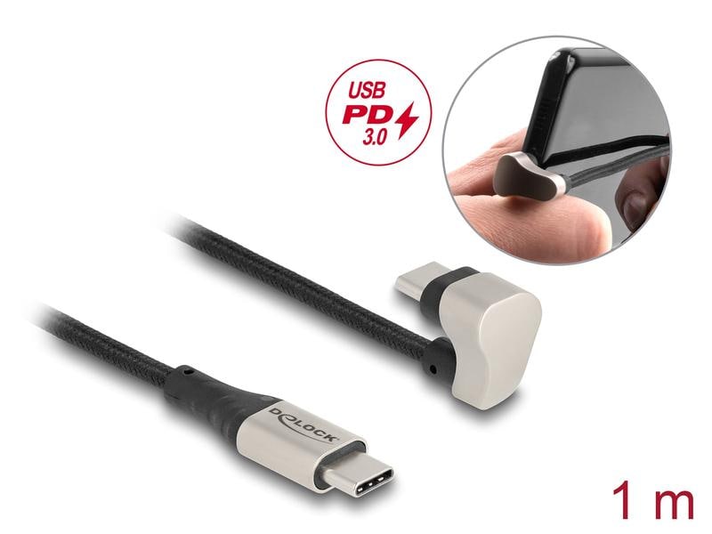 Delock USB 2.0-Kabel PD 3.0 60 W USB C - USB C 1 m Delock USB 2.0 Kabel USB Type-C Stecker zu Stecker 180° gewinkelt 1 m PD 3.0 60 W