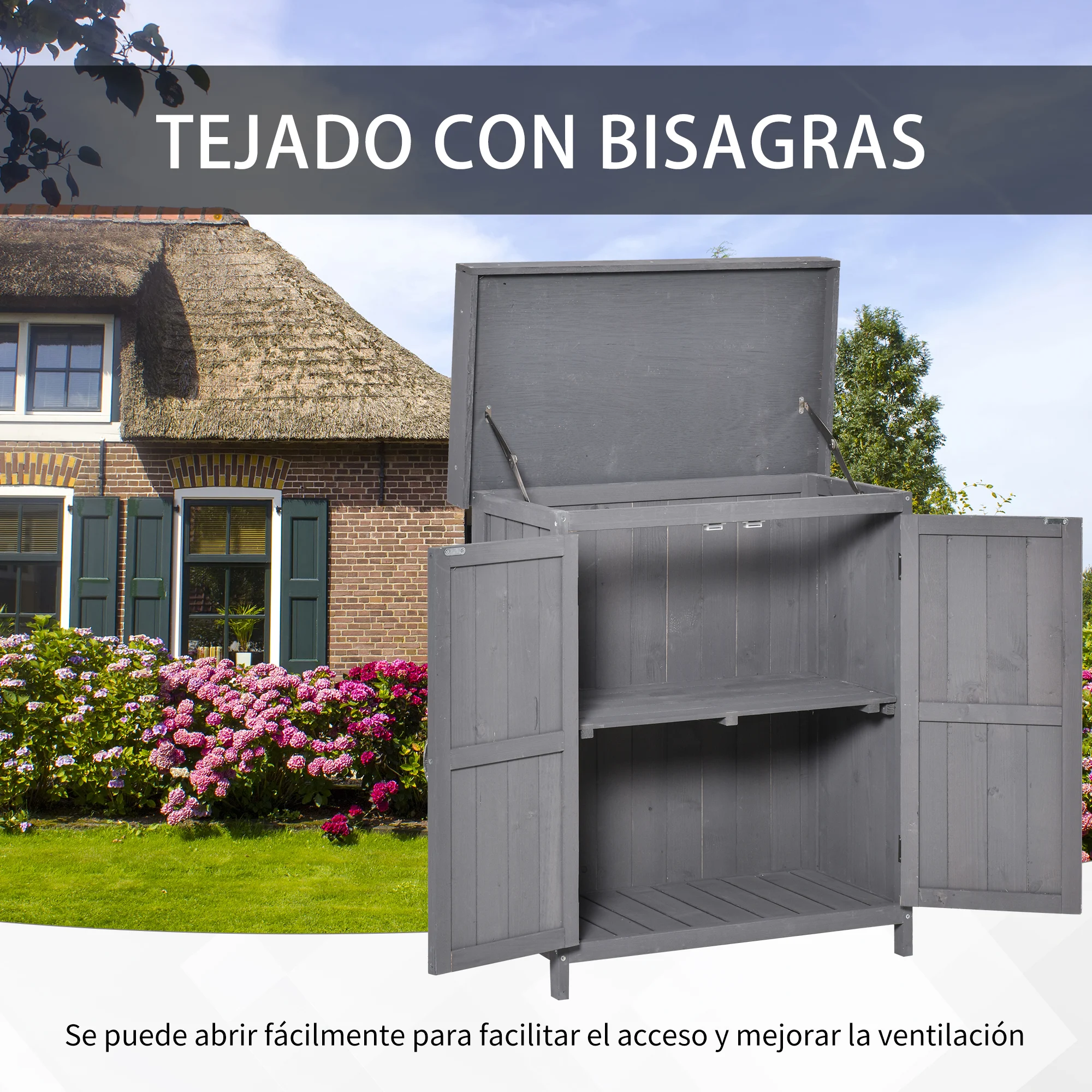 Armário de jardim Outsunny cinza