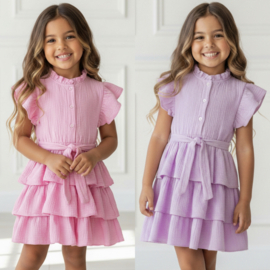 Sweet Ruffle Tie Dress - roze of paars