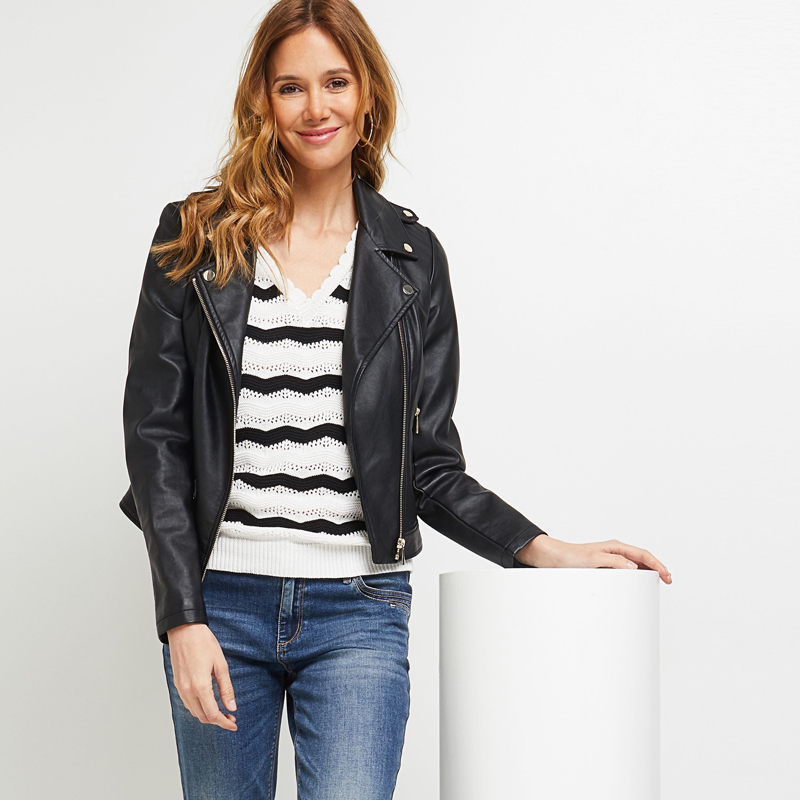 Blouson simili femme - NOIR