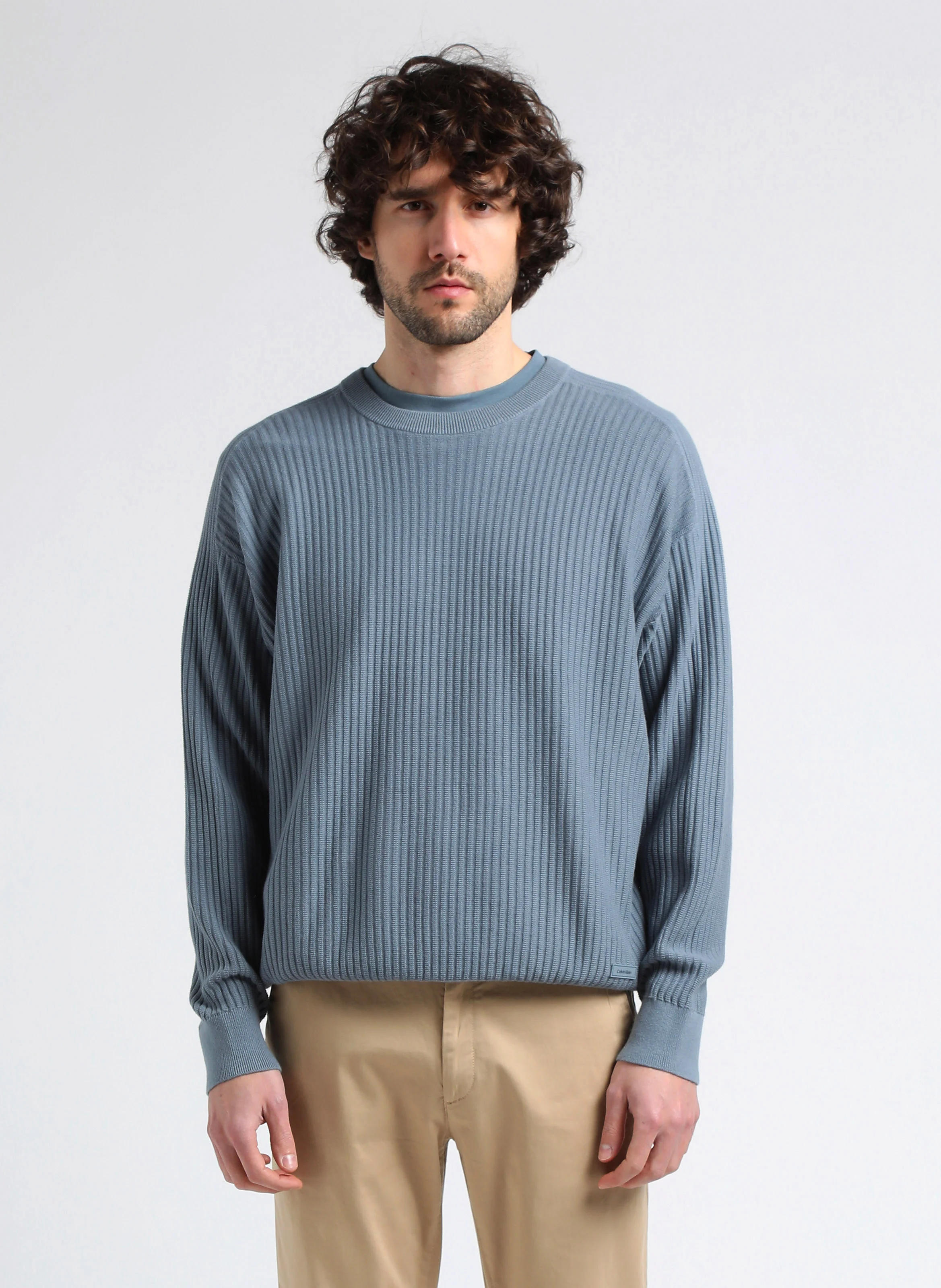 Pull col rond en coton bio| Gris