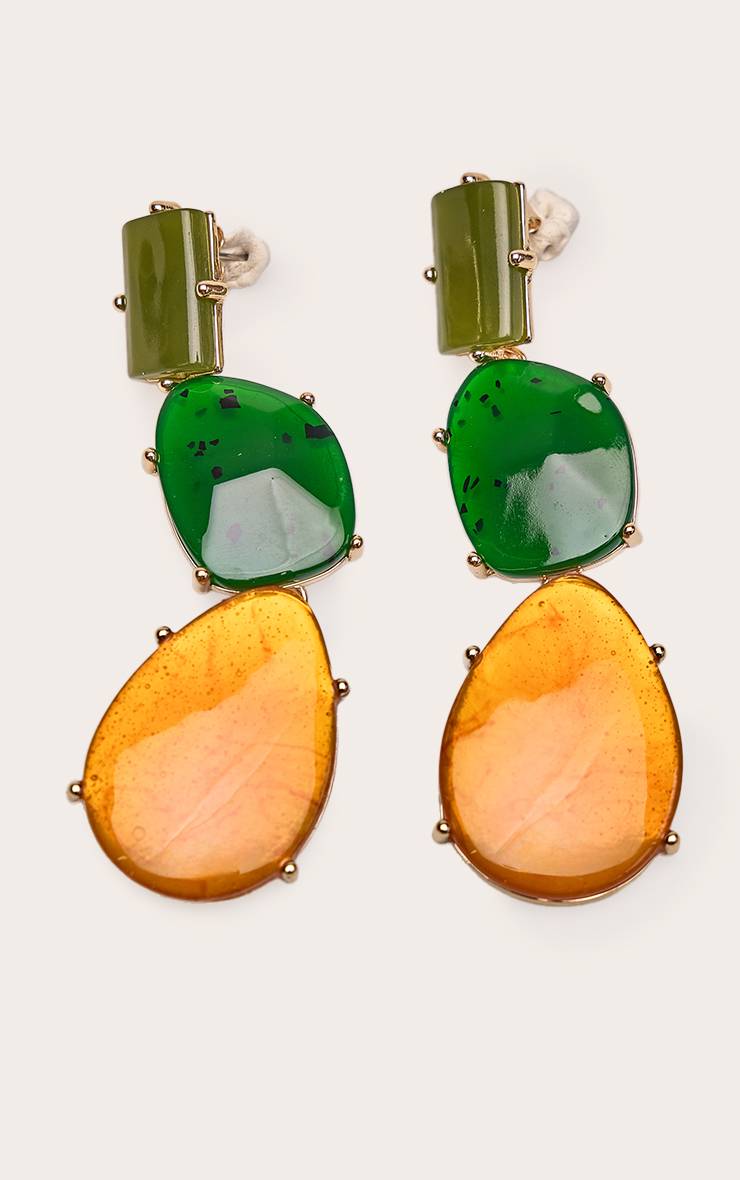 Vert Boucles D'oreilles Drapées À Pierres Tonales
