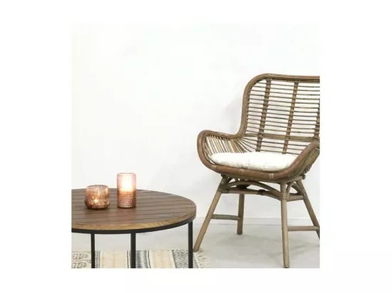 Fauteuil en rotin teinté gris