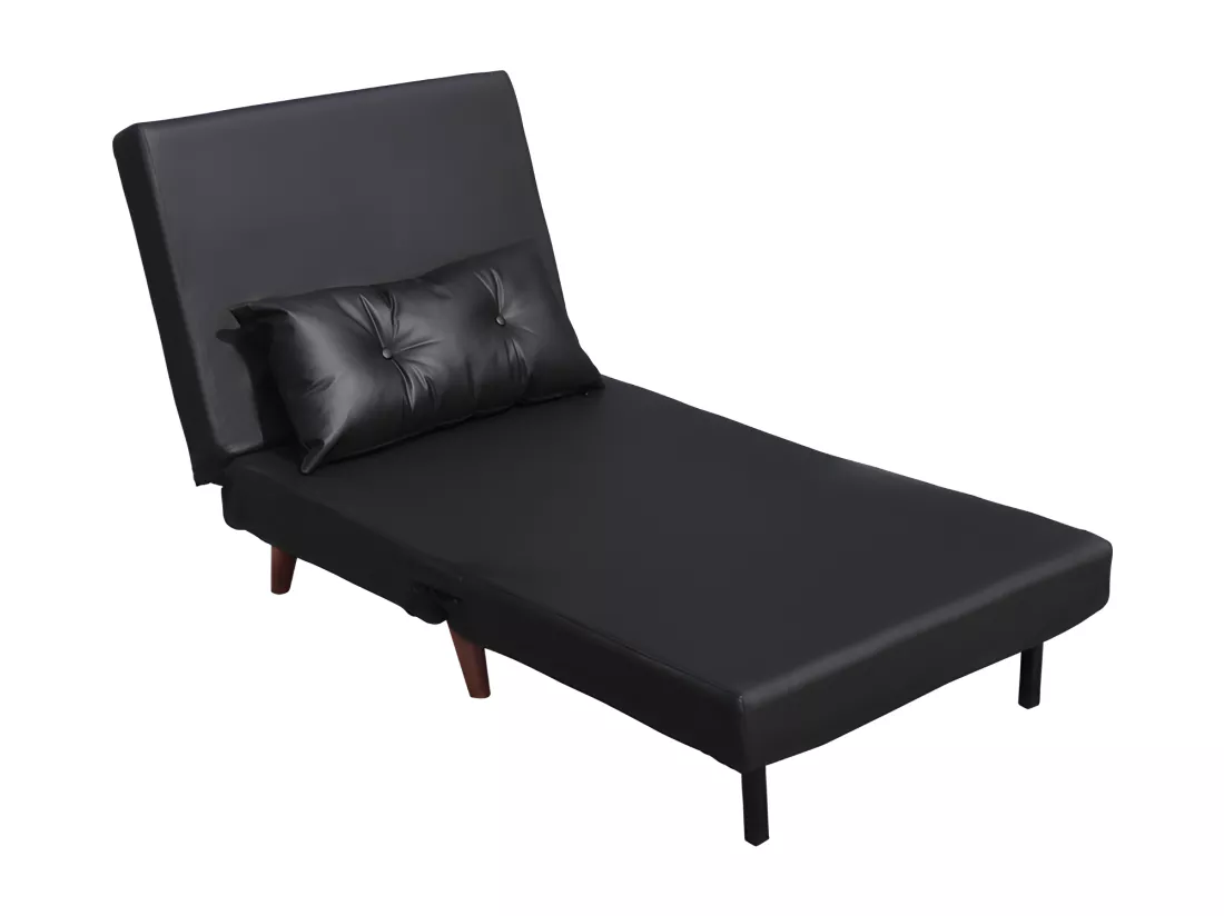 Fauteuil lit convertible une place cuir PU noir facile à nettoyer dimensions 80 x 90 x 84 cm