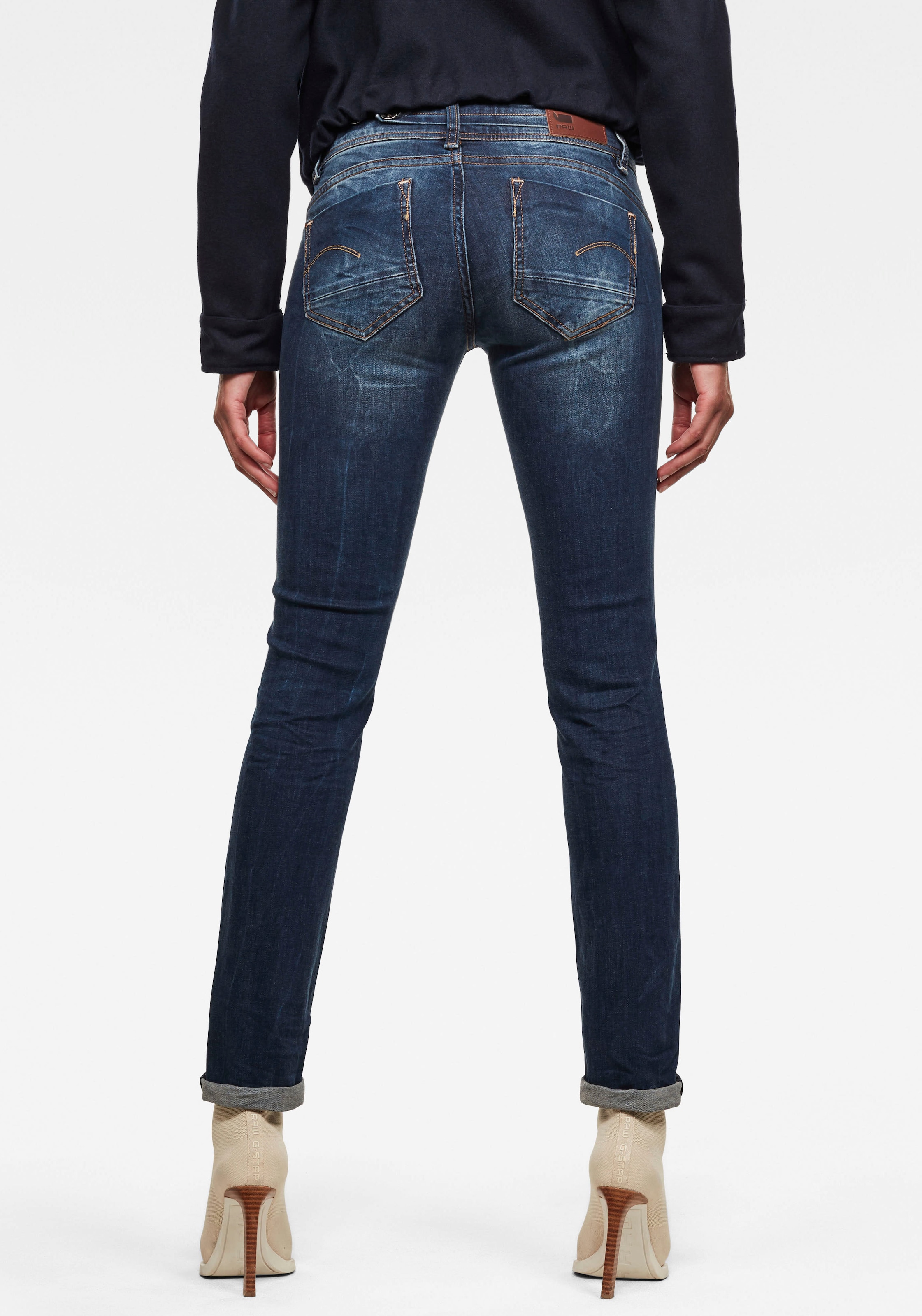 G-STAR Straight-Jeans »Midge« 5-Pocket-Design mit markanten Steppnähten