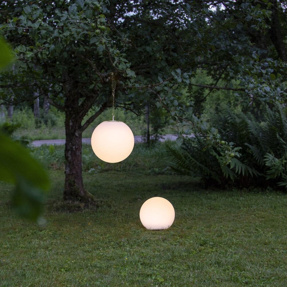 LED Solar Tuinbol Globy in Wit 0,13W IP65 met Schemersensor en Grondpen