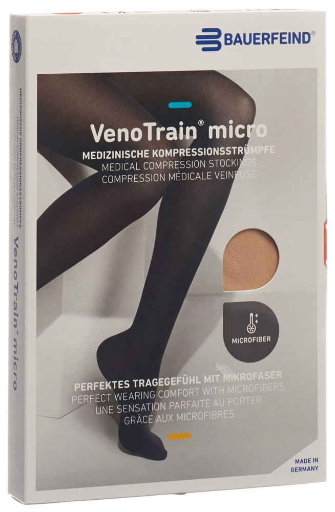 Bauerfeind VenoTrain Micro KKL2 AD<br>1 Paar, L, plus/short geschlossene Fussspitze creme