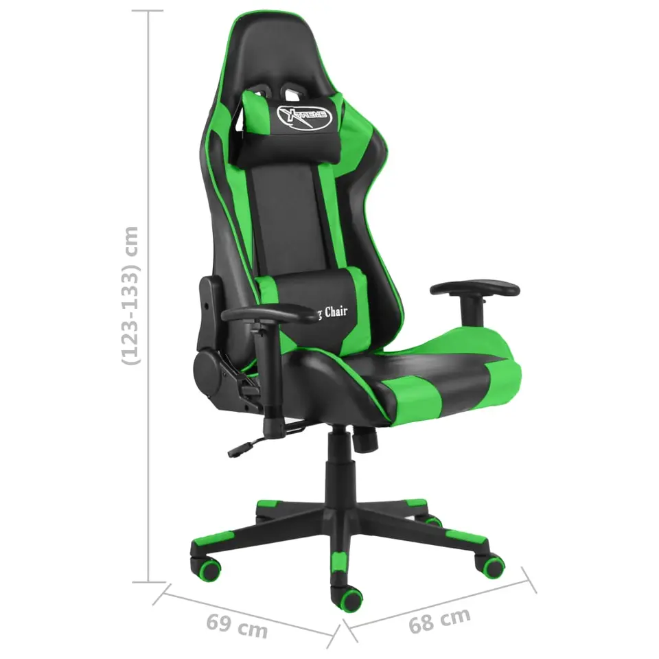 vidaXL - Gamingstoel - Groen - PVC