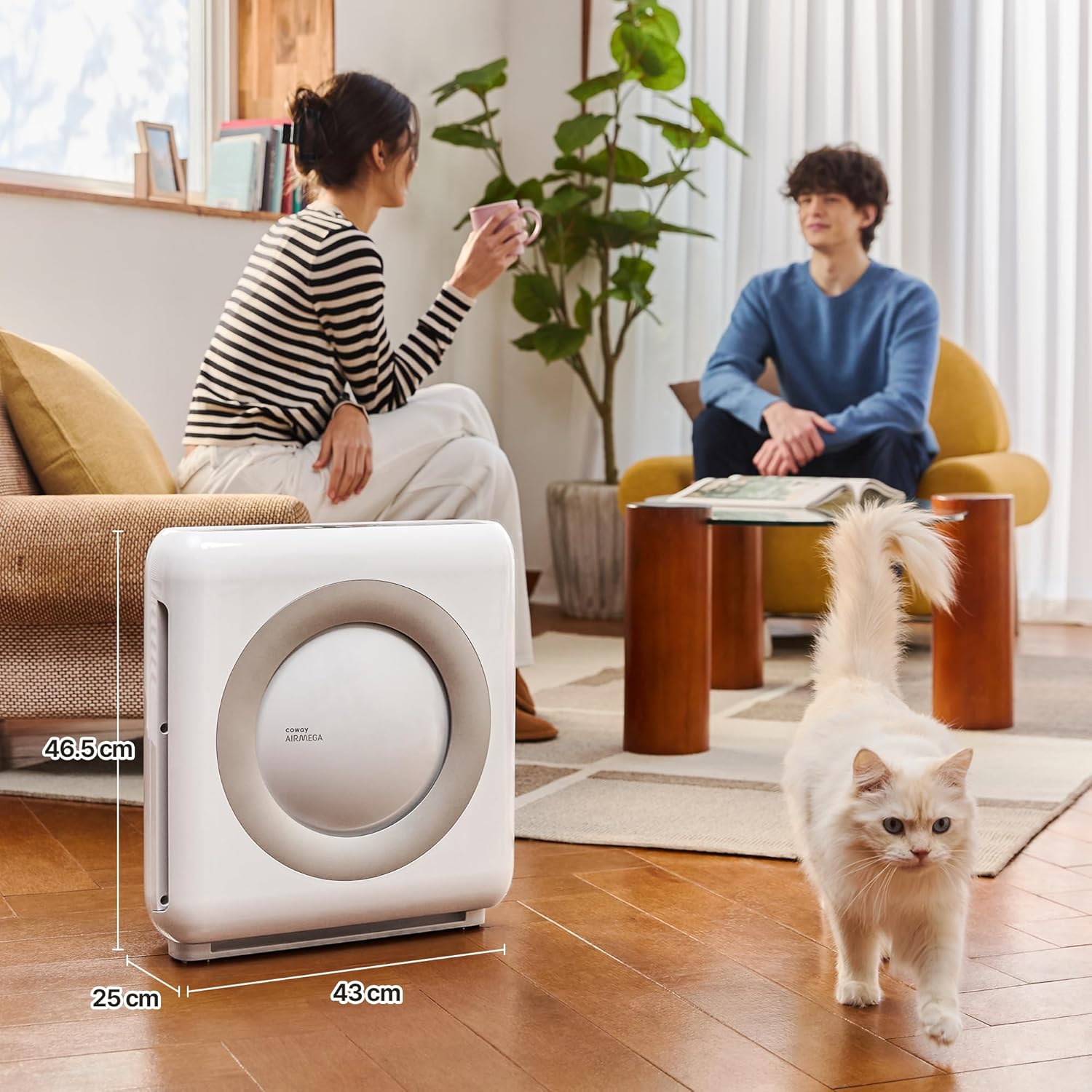 COWAY Luftreiniger Allergiker, Energiesparender ECO-Modus, Entfernt 99,999% der schädlichen Partikel bis zu 0,01 µm, für Allergie (ECARF Siegel) Staub Pollen, CADR 421m³/h, ap-1512hh MIGHTY (Weiß)