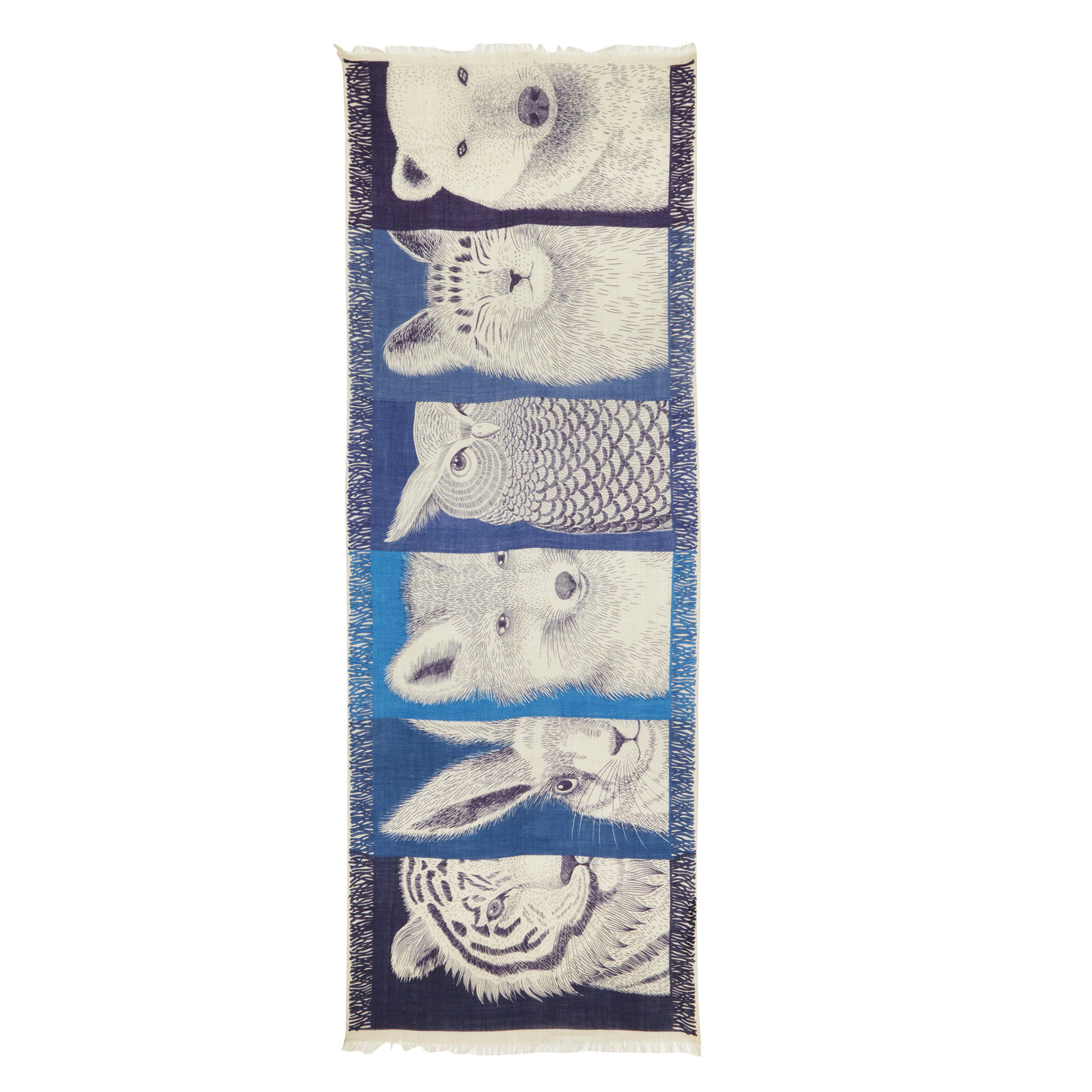 FRERES - Foulard en laine imprimé | Bleu