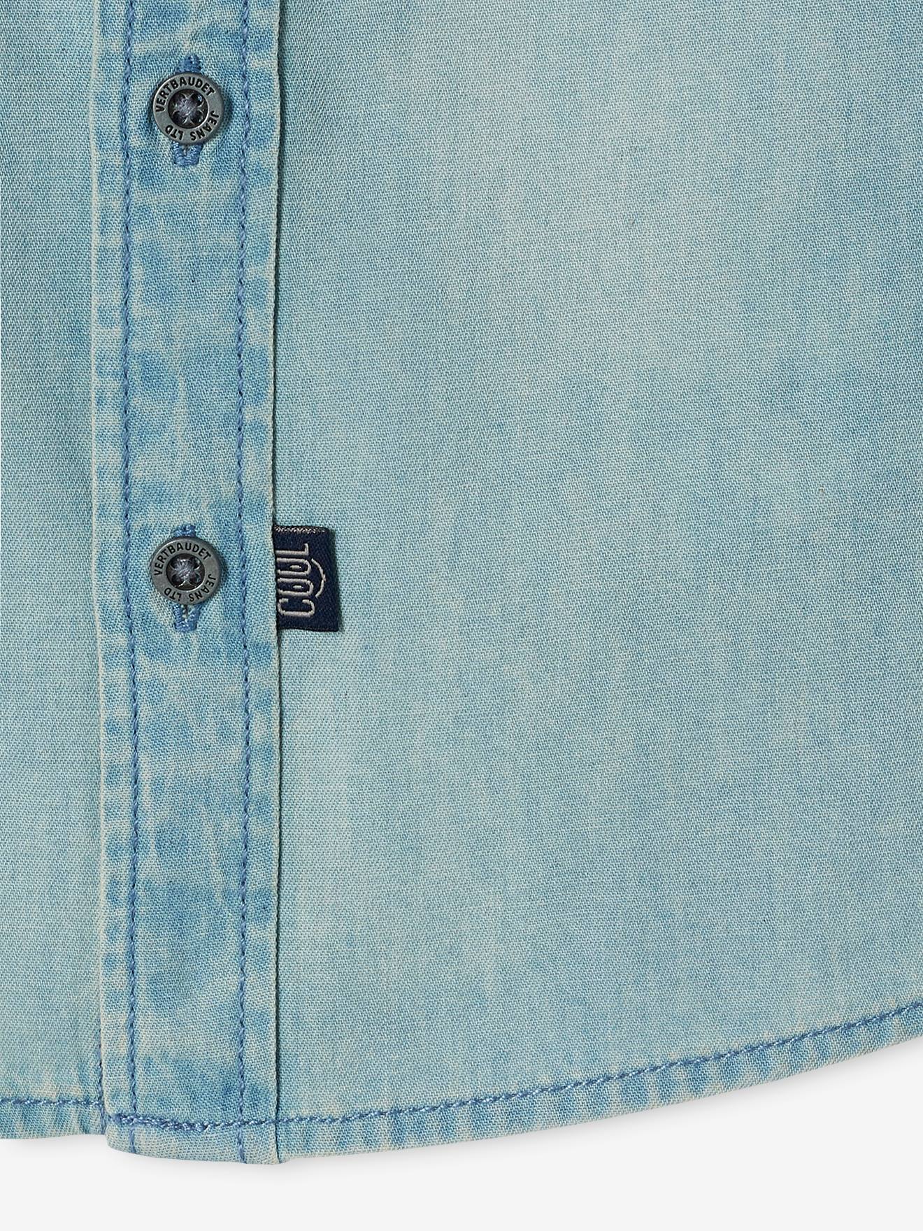 Camisa jeans personalizável para bebê menino, lavagem azul clara