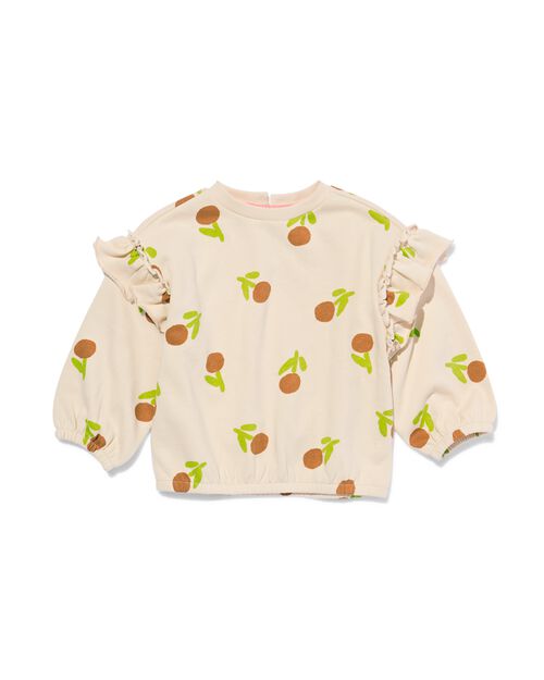 T-shirt bébé côtes fleurs écru