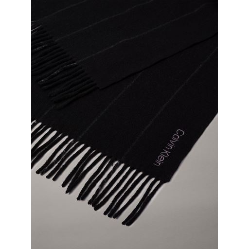 Calvin Klein Classic Wool Stripes Halstørklæde, Ck Black