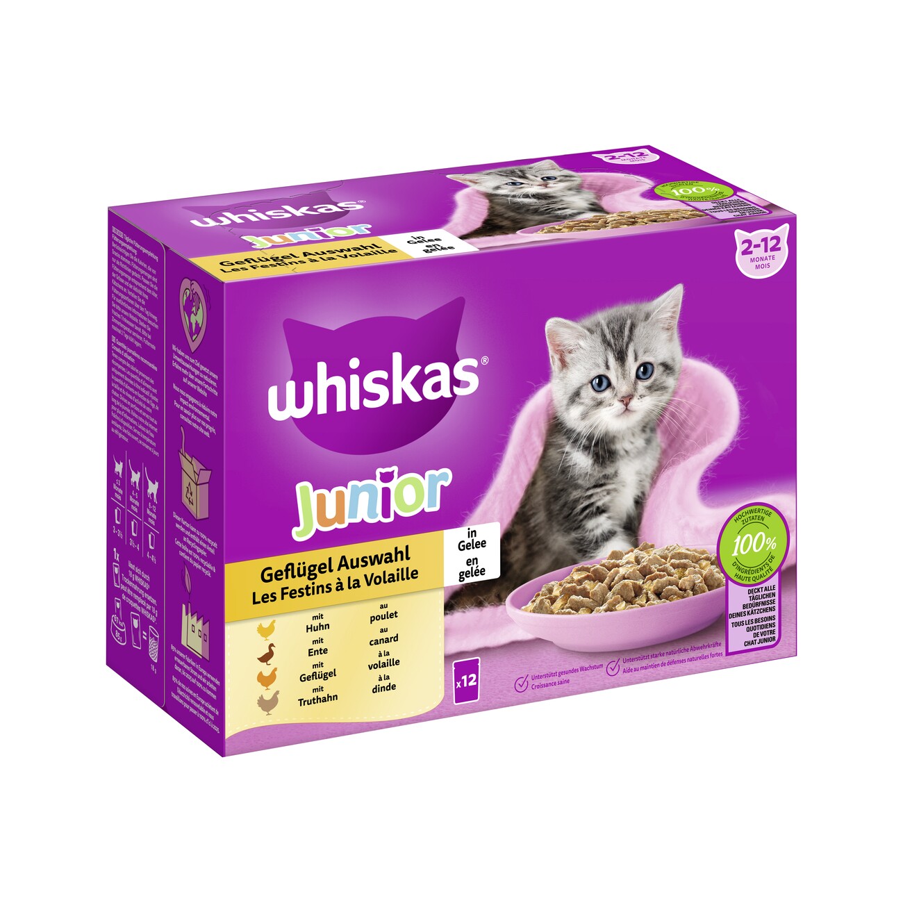 Whiskas Multipack Junior Geflügel Auswahl in Gelee 12 x 85g