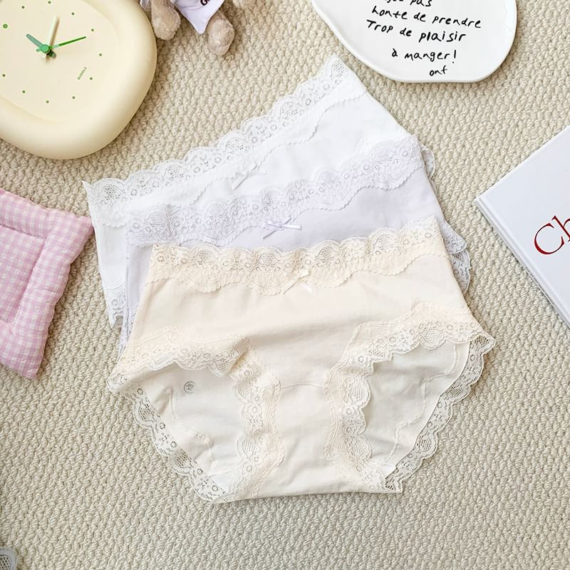 Nikiki - Kanten panty met effen strikpaneel