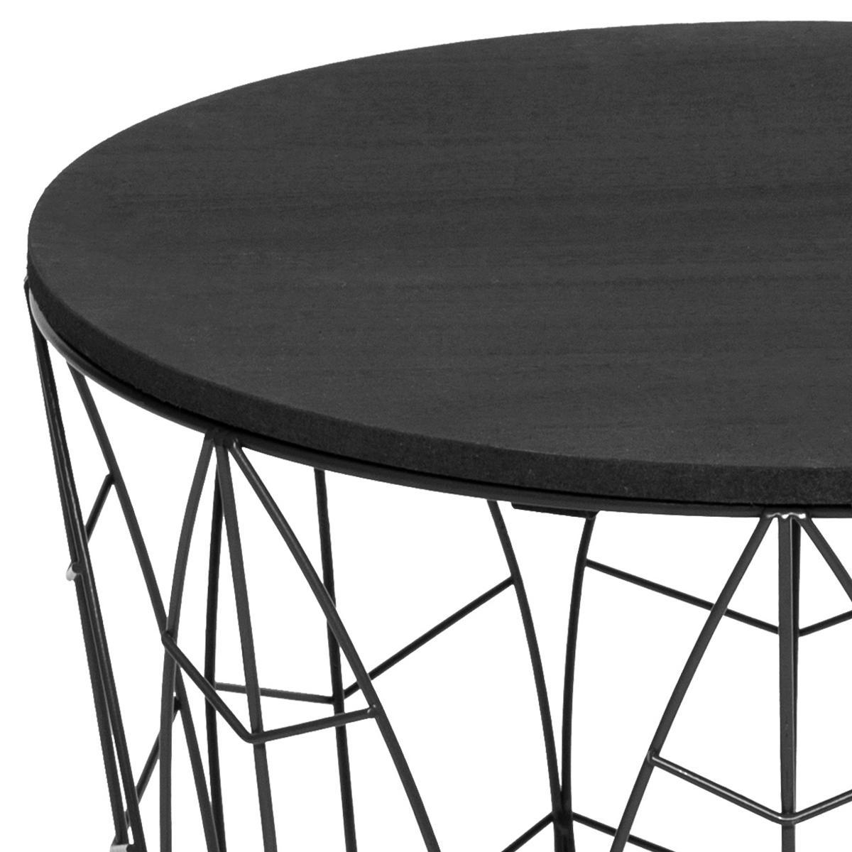 TABLE CAFE METAL FEUILLE KUMI NOIR