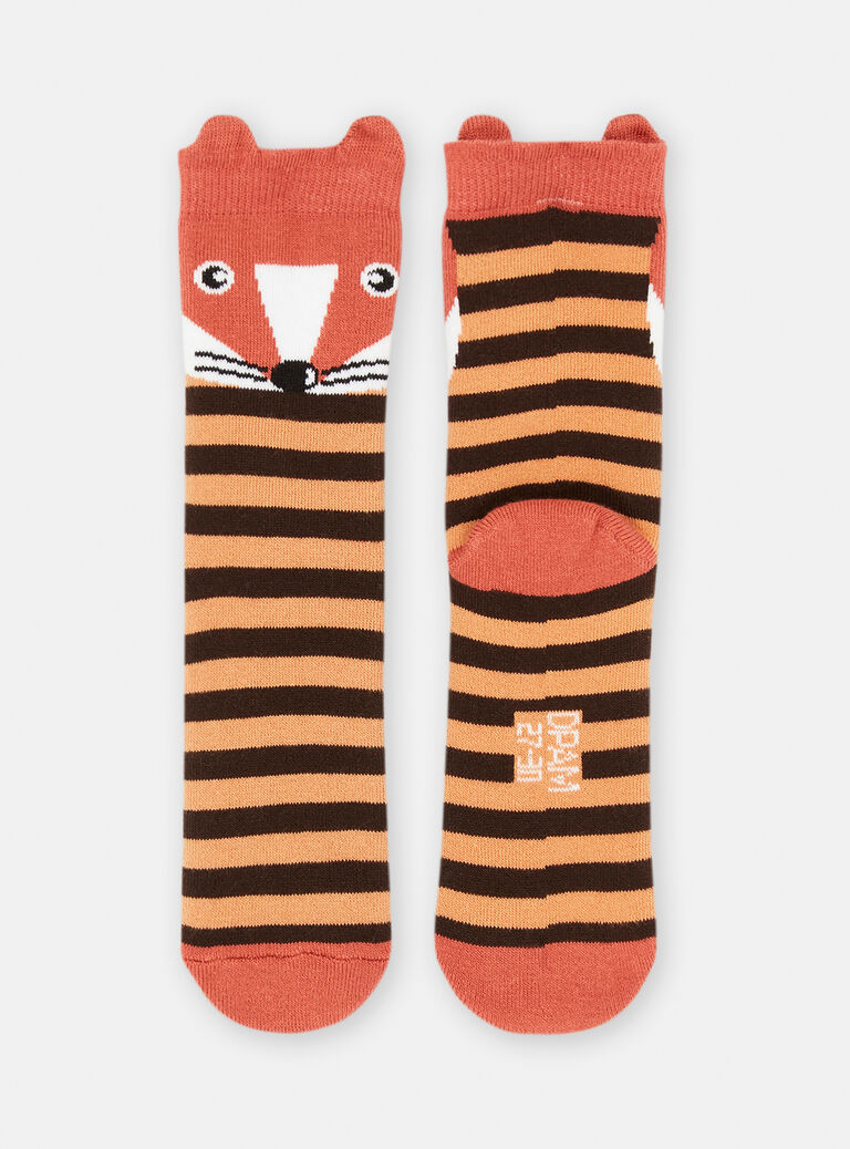 Chaussettes orange et noir à imprimé à rayures pour garçon