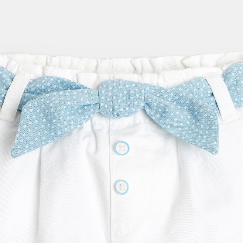 Short festonné à ceinture imprimée blanc bébé fille Blanc