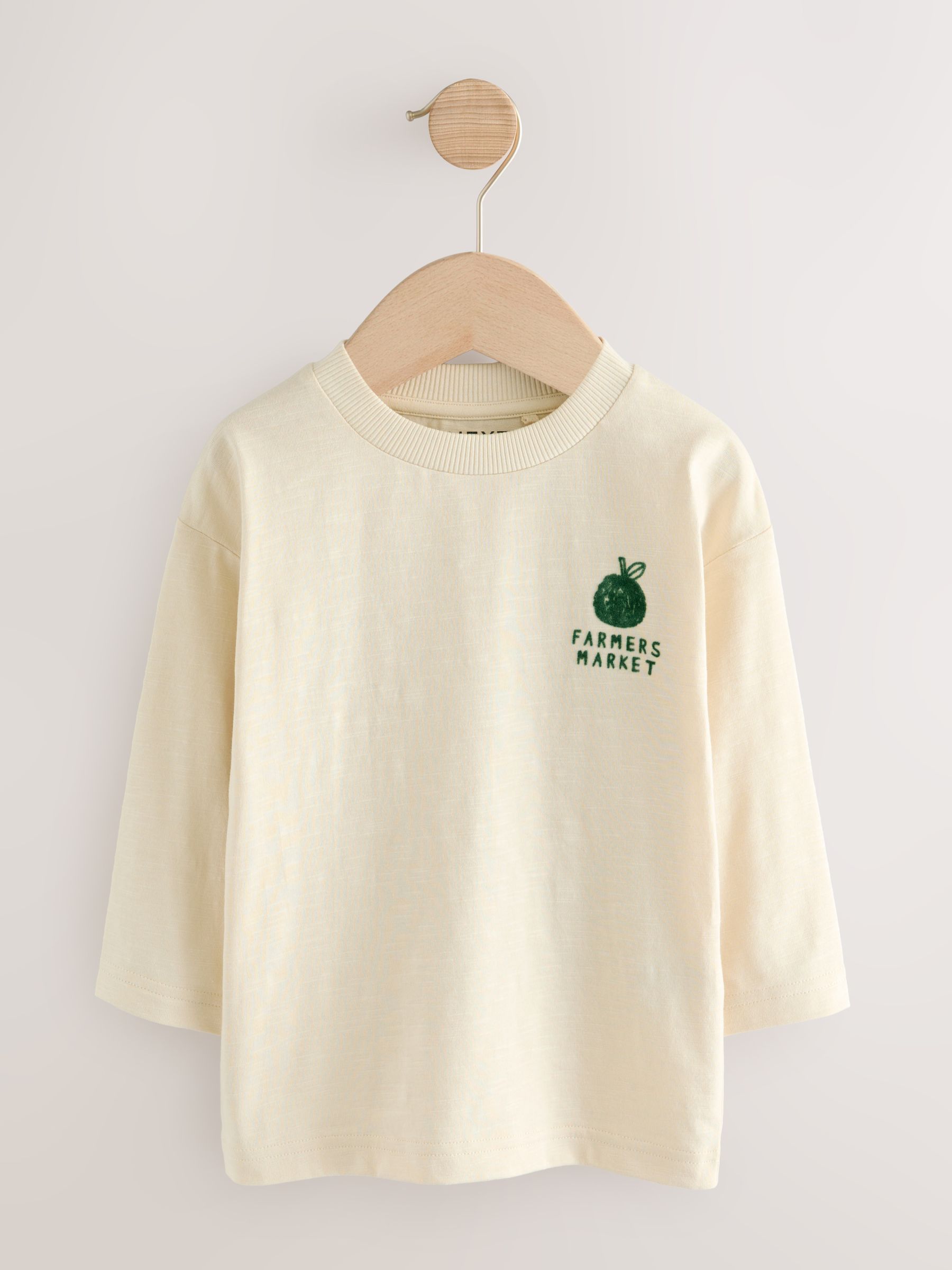 Blauw/bruine boerderij - Set van 3 T-shirts met grafische print en lange mouwen (3mnd-7jr)