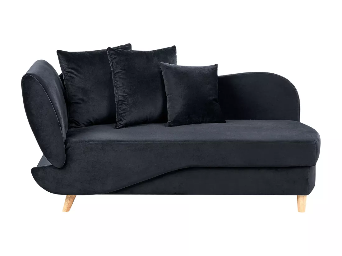 Chaise longue côté droite en velours noir MERI II
