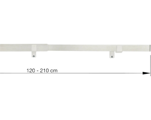 Uitschuifbare gordijnroedeset, staand, RVS-look, 120-210 cm, Ø 27/31 mm